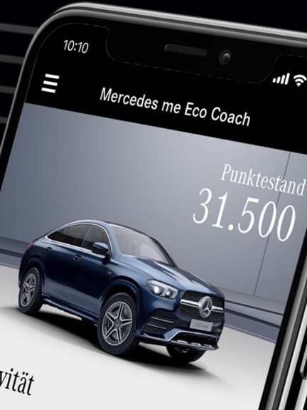 Mercedes-Benz Eco Coach alkalmazásban látható a környezetbarát vezetési pontszám