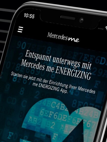 Mercedes-Benz ENERGIZING alkalmazás nyílik meg az első beállítási lépésekkel