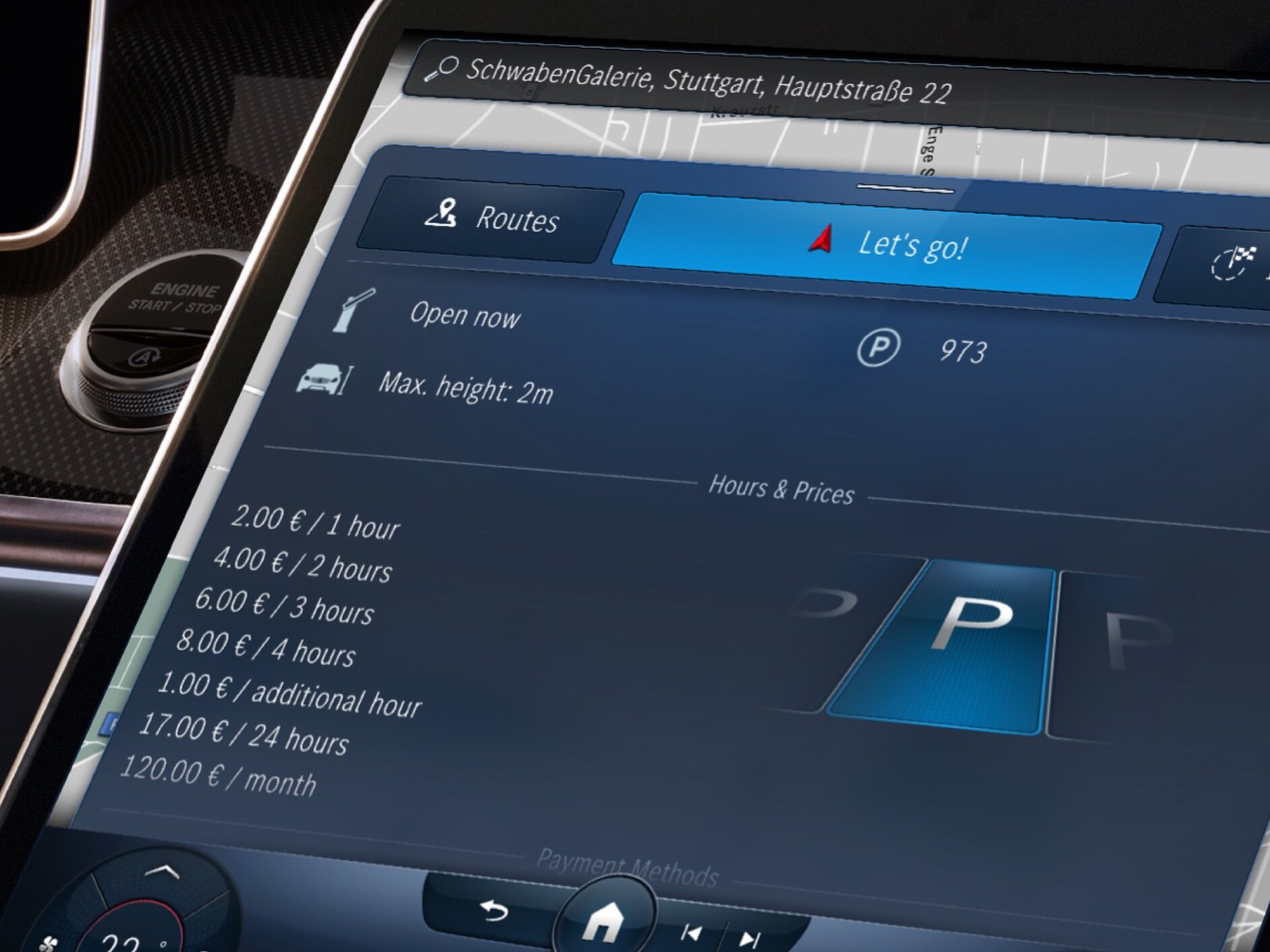 A Rendelkezésre álló parkolóhelyek funkciót példázó kép.