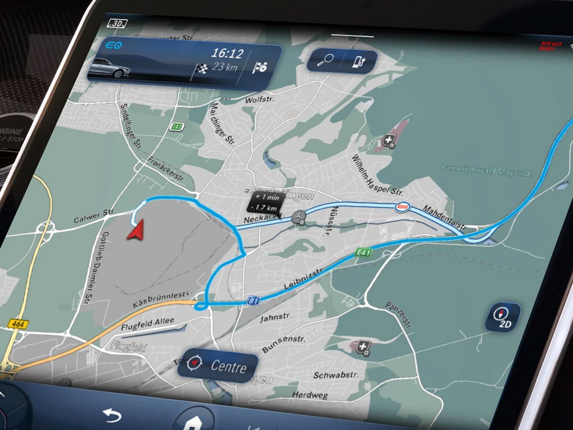 Az Online úti célra vezetés funkciót példázó képe.