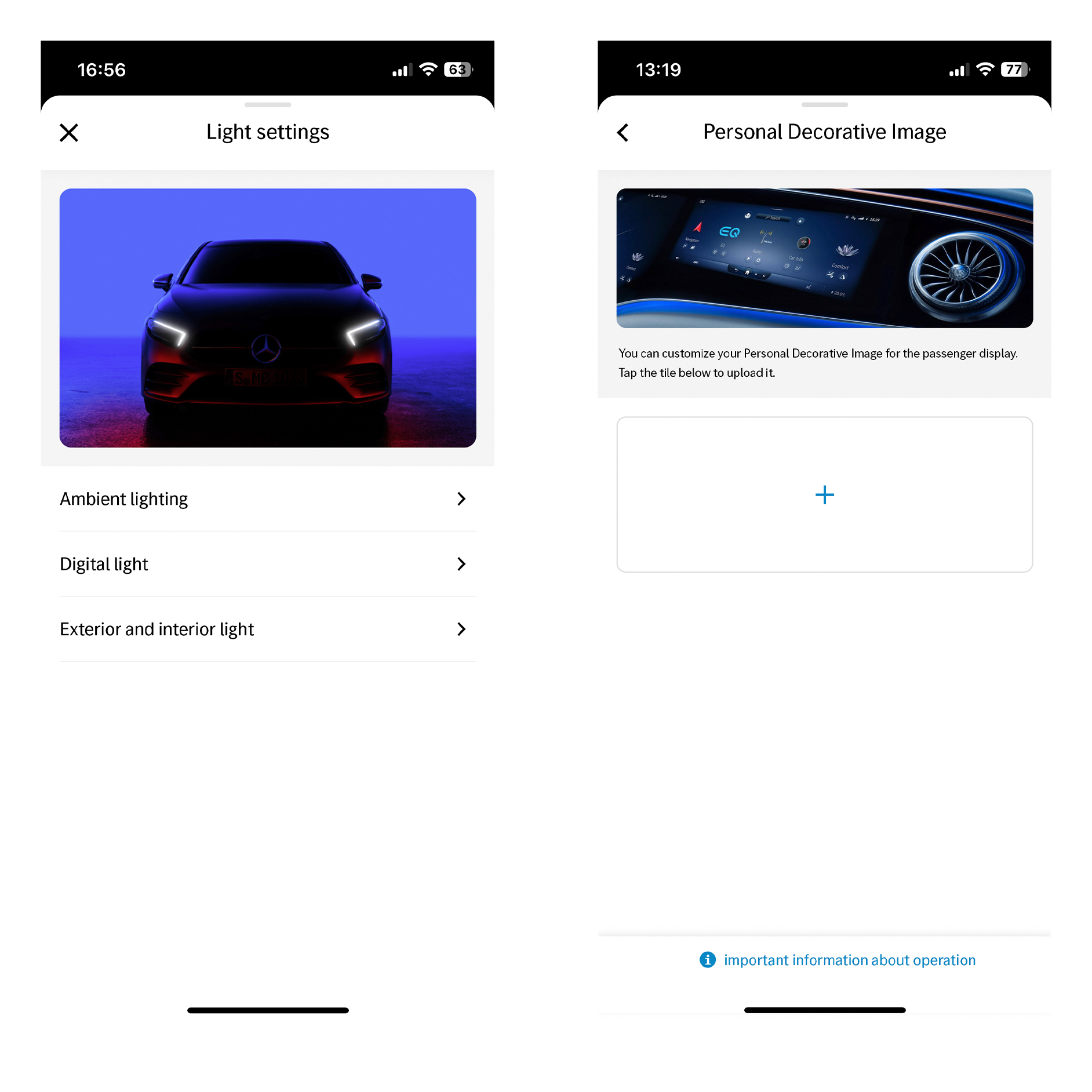 Személyre szabás | Távoli elérés | Mercedes-Benz Az MBUX multimédia-rendszer kijelzőjén a Személyre szabás Digitális extrafelszereltséggel egyéni profilt hoznak létre.