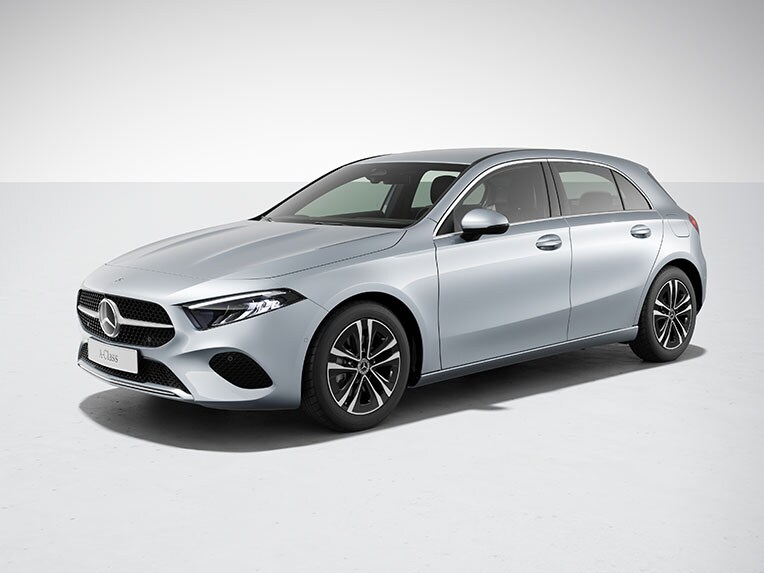 A Progressive kivitelváltozatú Mercedes-Benz A-osztály kompaktlimuzin külső megjelenése.