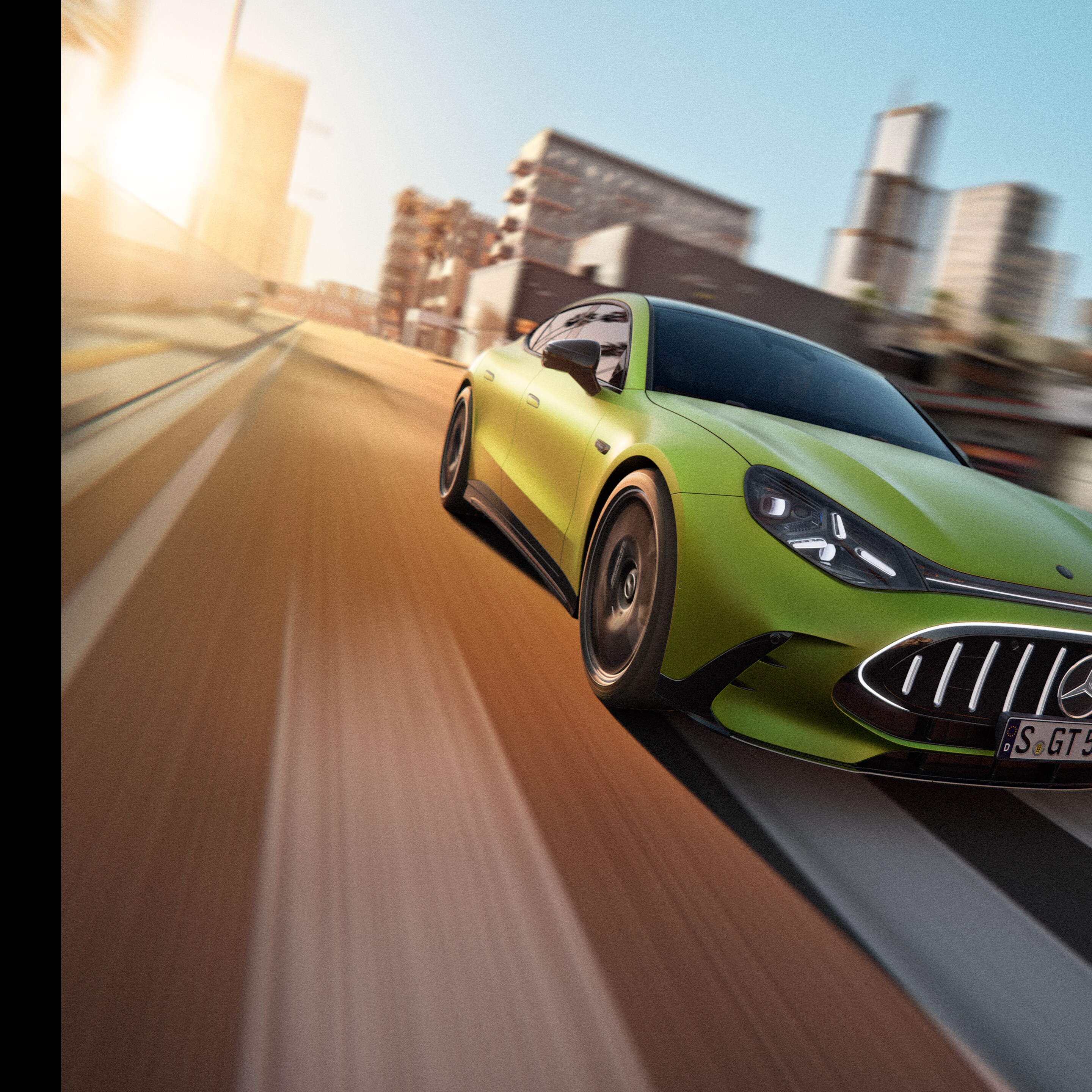 Az új Mercedes-AMG GT 4 ajtós Coupé külső megjelenése.