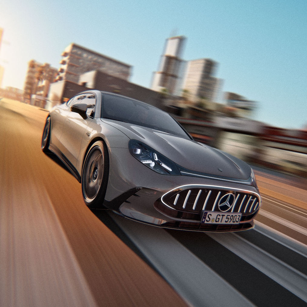A Mercedes-AMG GT 4 ajtós Coupé külső megjelenése.