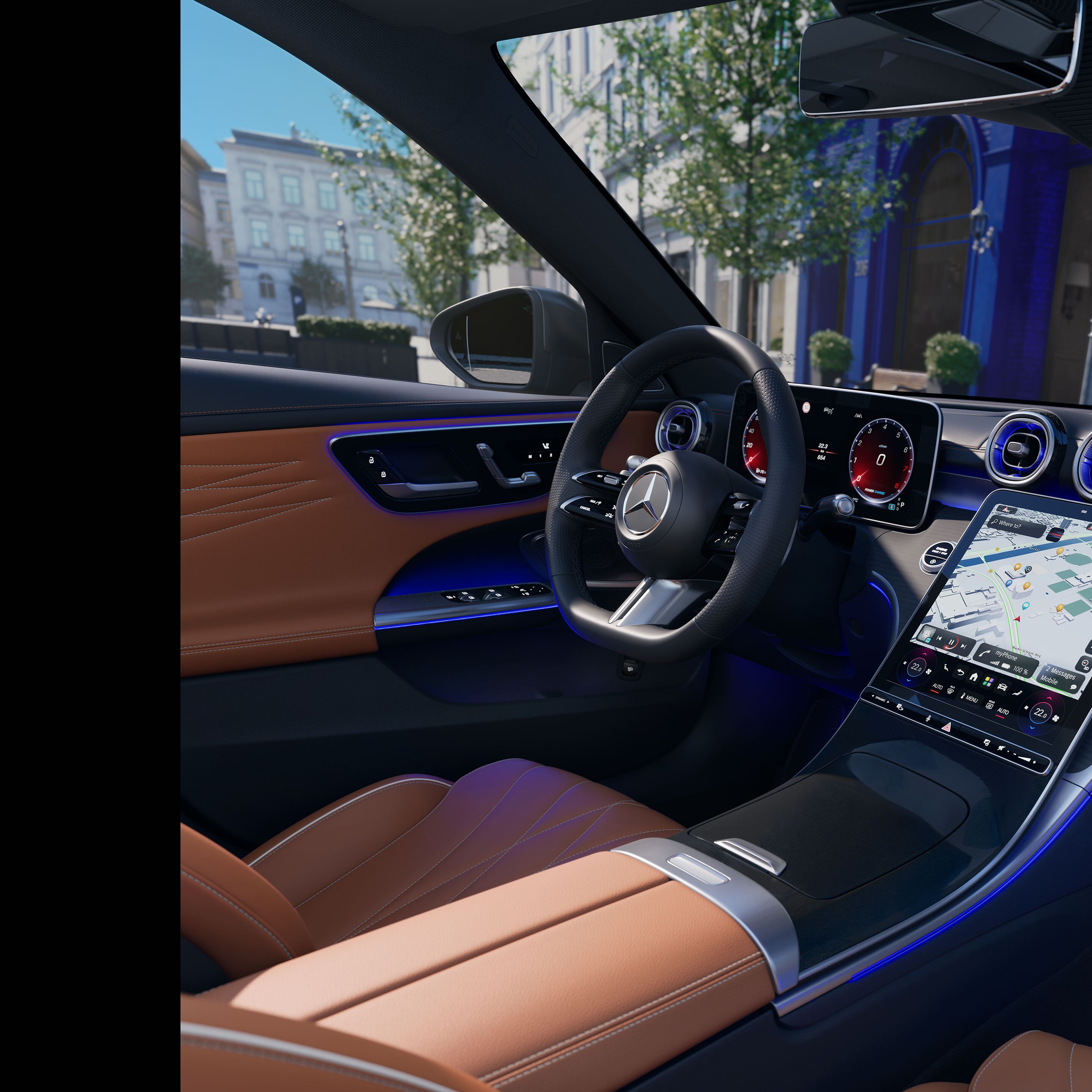 Az új Mercedes-Benz C-osztály limuzin belső tere.