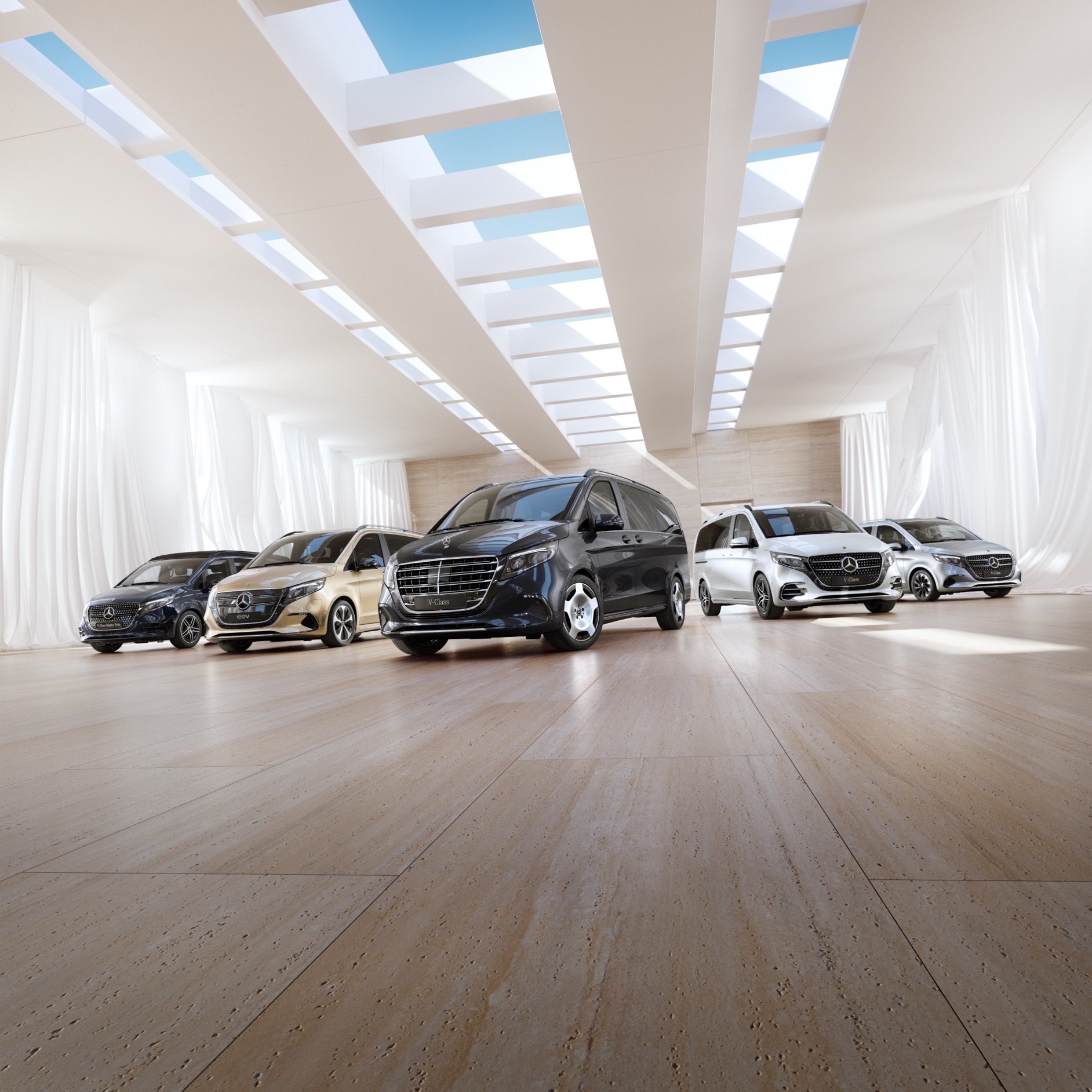Komfort | EQV | Mercedes-Benz furgonok Mercedes-Benz egyterű, buszlimuzin és lakóautó modellek bemutatóteremben