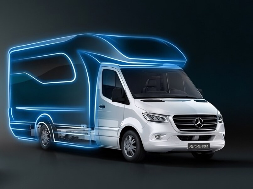Mercedes-Benz Sprinter lakóautó négykerék-meghajtással, amely jobb tapadást biztosít