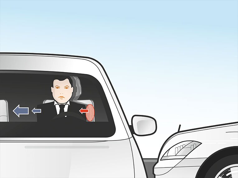 Az új Mercedes-Benz CLE Coupéban található oldalsó PRE-SAFE® impulzus működésének grafikus ábrázolása.