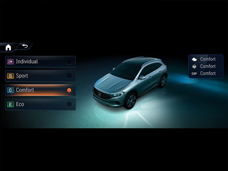 DYNAMIC SELECT a Mercedes-Benz új EQA-jében.