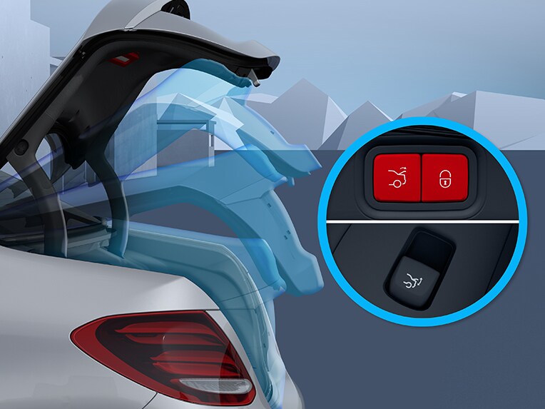 A Mercedes-Benz EQS limuzin EASY-PACK csomagtérajtója.