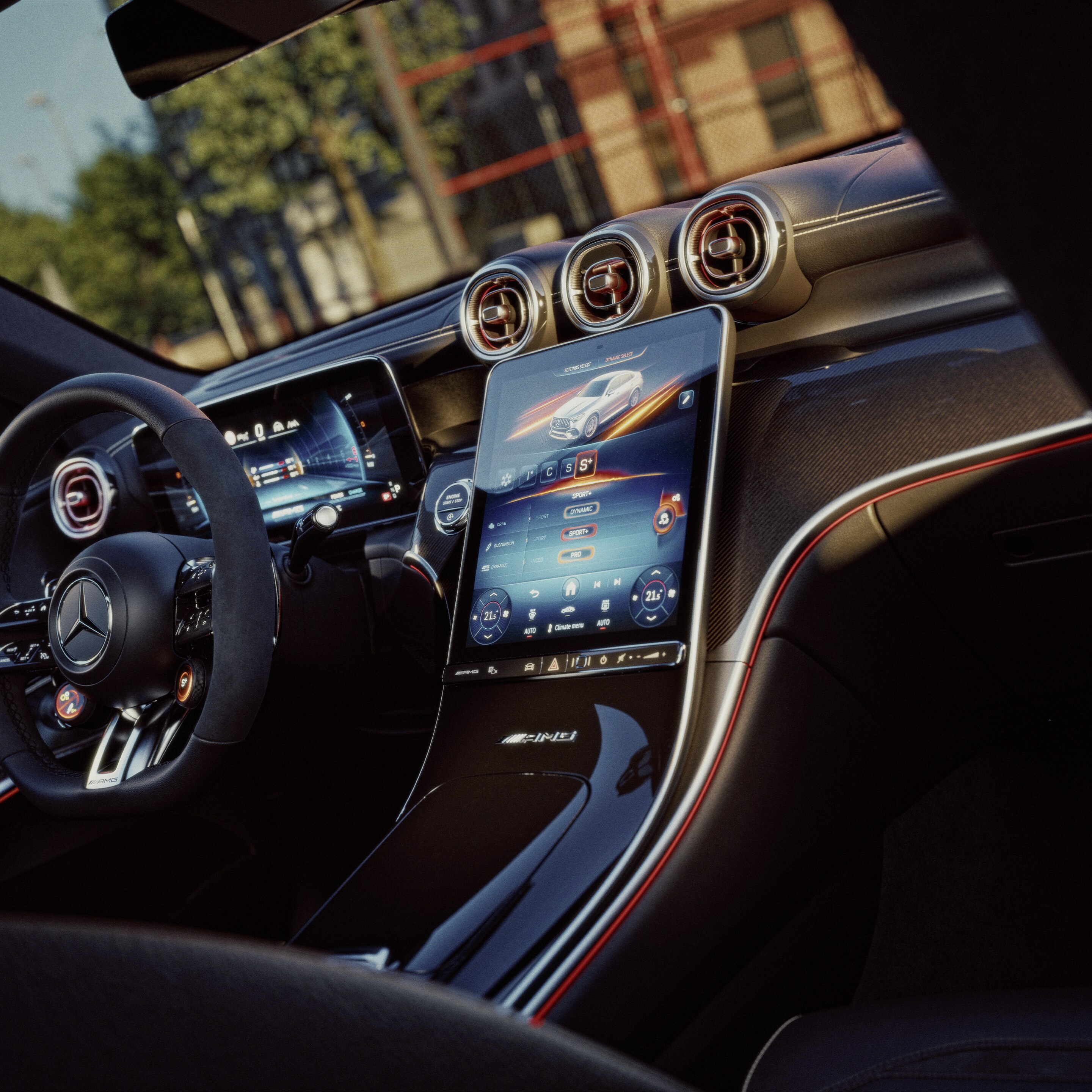 Az új Mercedes-AMG GLC Coupé belső tere.