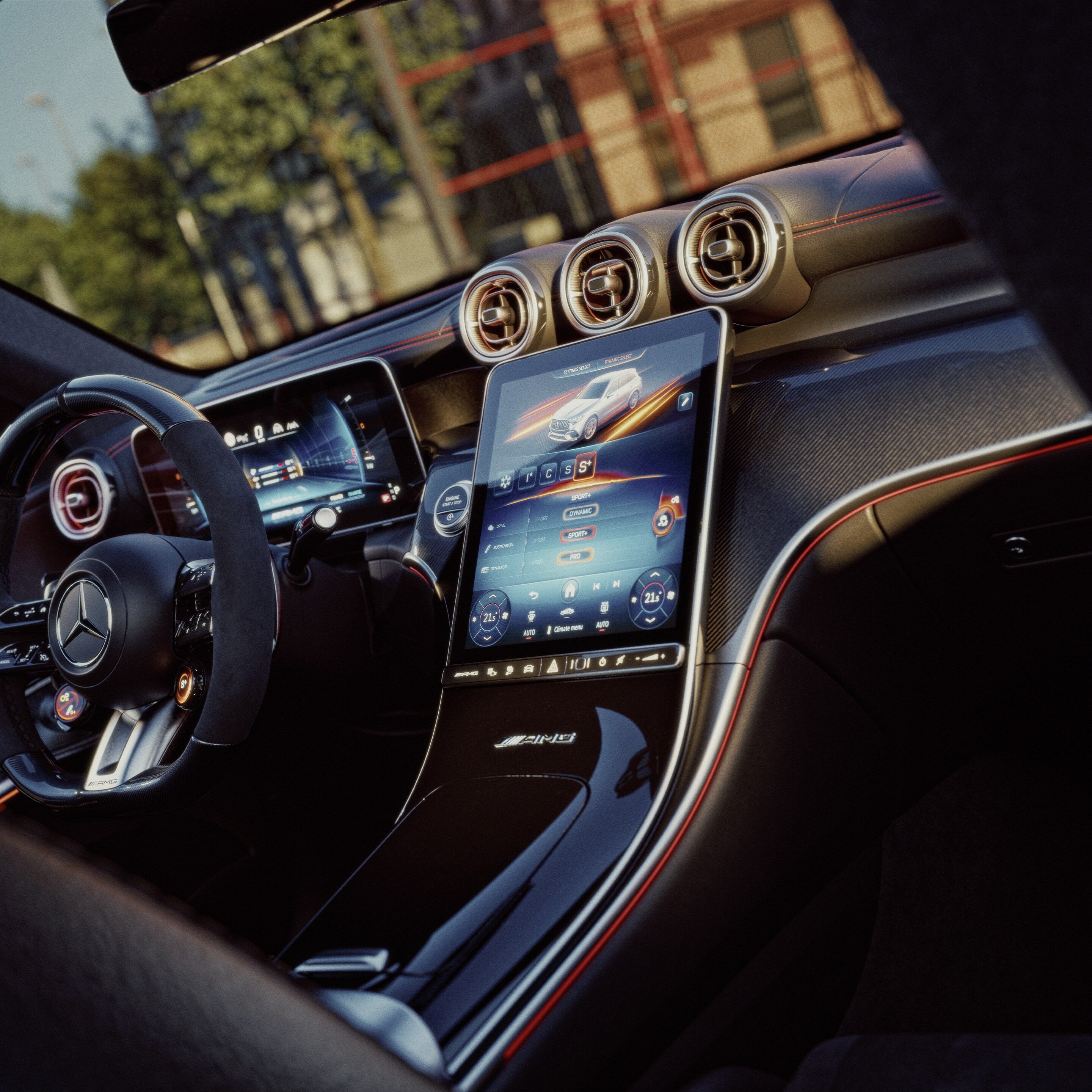 Az új Mercedes-AMG GLC belső tere.