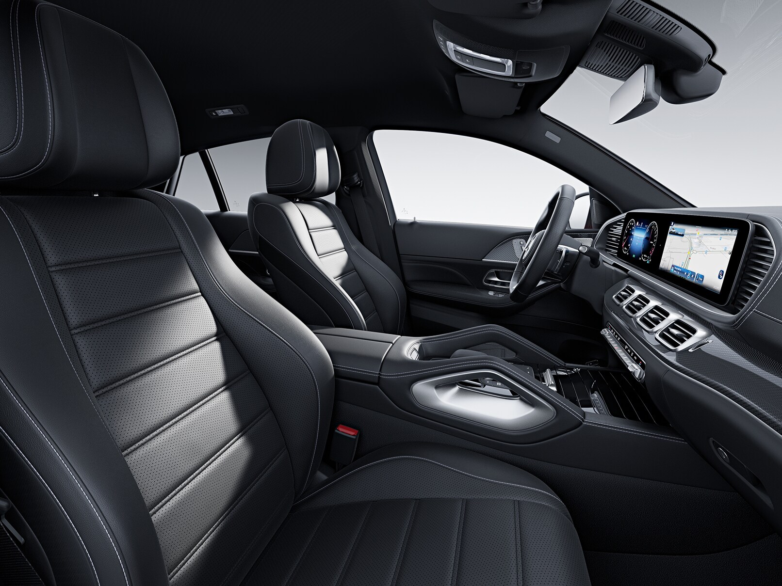 Az AMG Line kivitelváltozatú új Mercedes-Benz GLE Coupé belső tere.