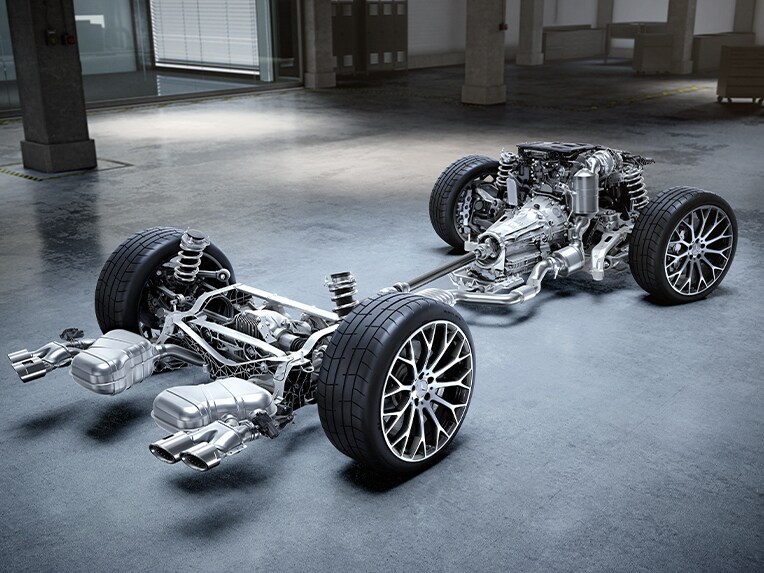 A Mercedes-AMG kimenő teljesítményének illusztrációja.