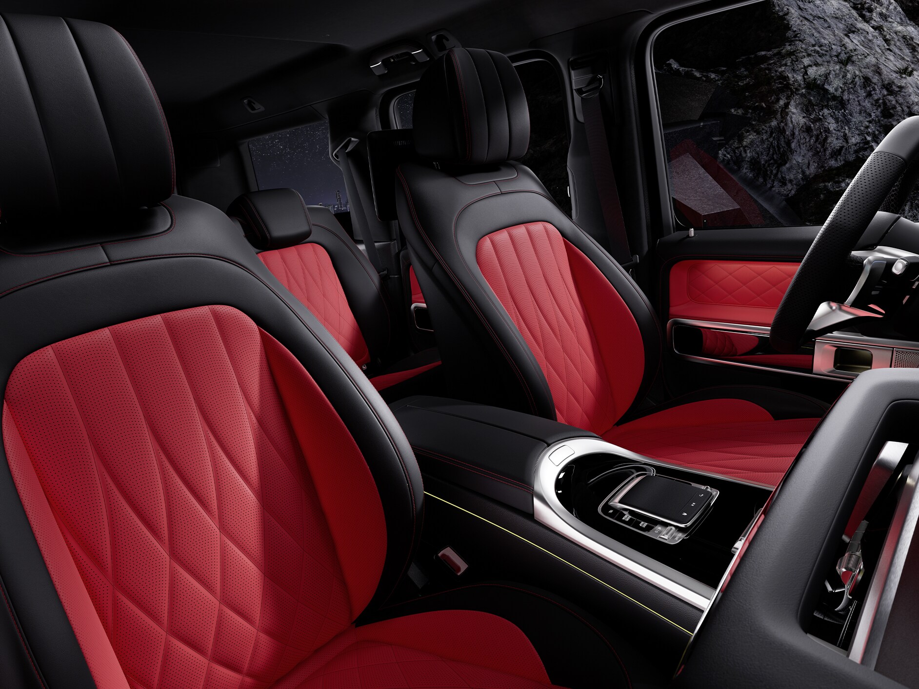 A Mercedes-Benz G-osztály belső tere.