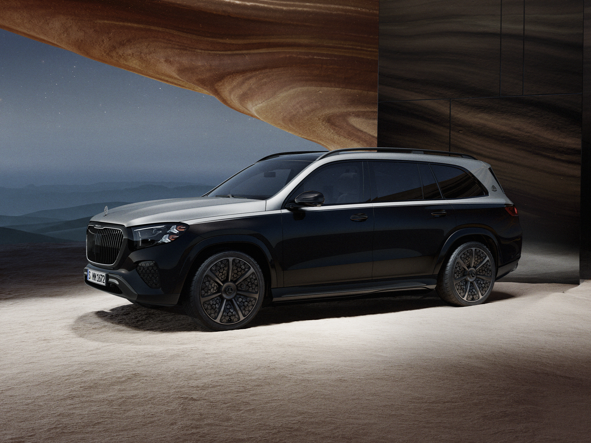 GLS Night Series | Védjegy | Mercedes-Maybach A Mercedes-Maybach GLS Night Series elölnézetben.