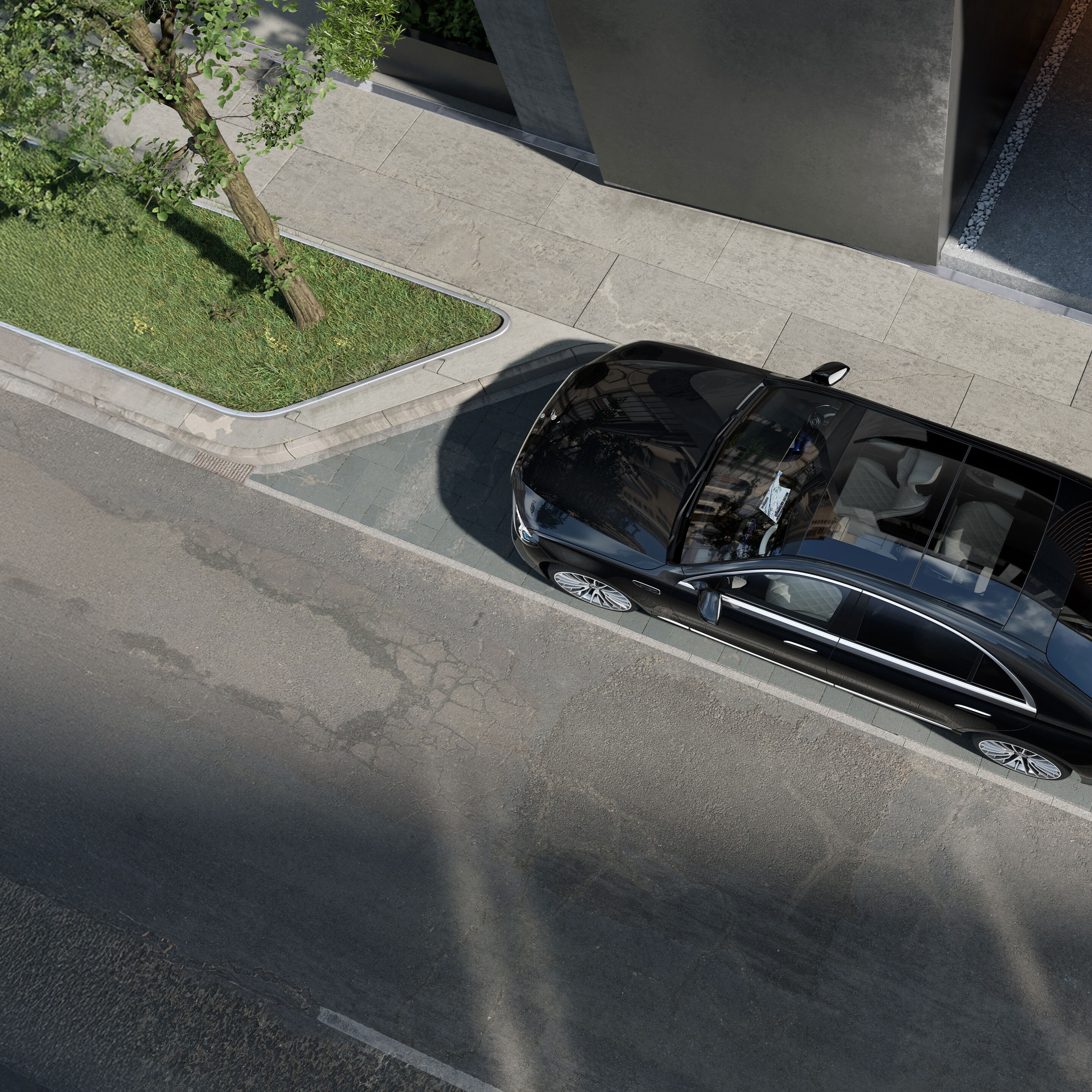 Az új Mercedes-Benz S-osztály hosszú limuzin külső megjelenése.