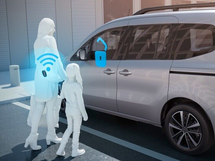 A KEYLESS-GO kulcsnélküli nyitórendszer a T-osztályhoz.