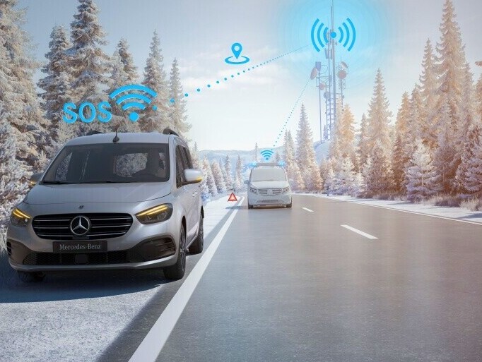 A Mercedes-Benz segélyhívó rendszere a T-osztályban.