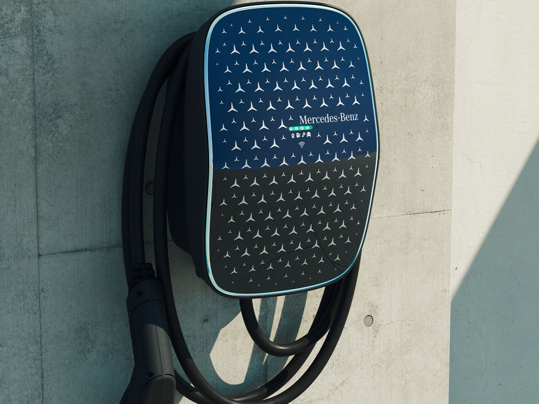 A Mercedes-Benz Wallbox, amelyet a Mercedes-Benz formatervezési elvei ihlettek.