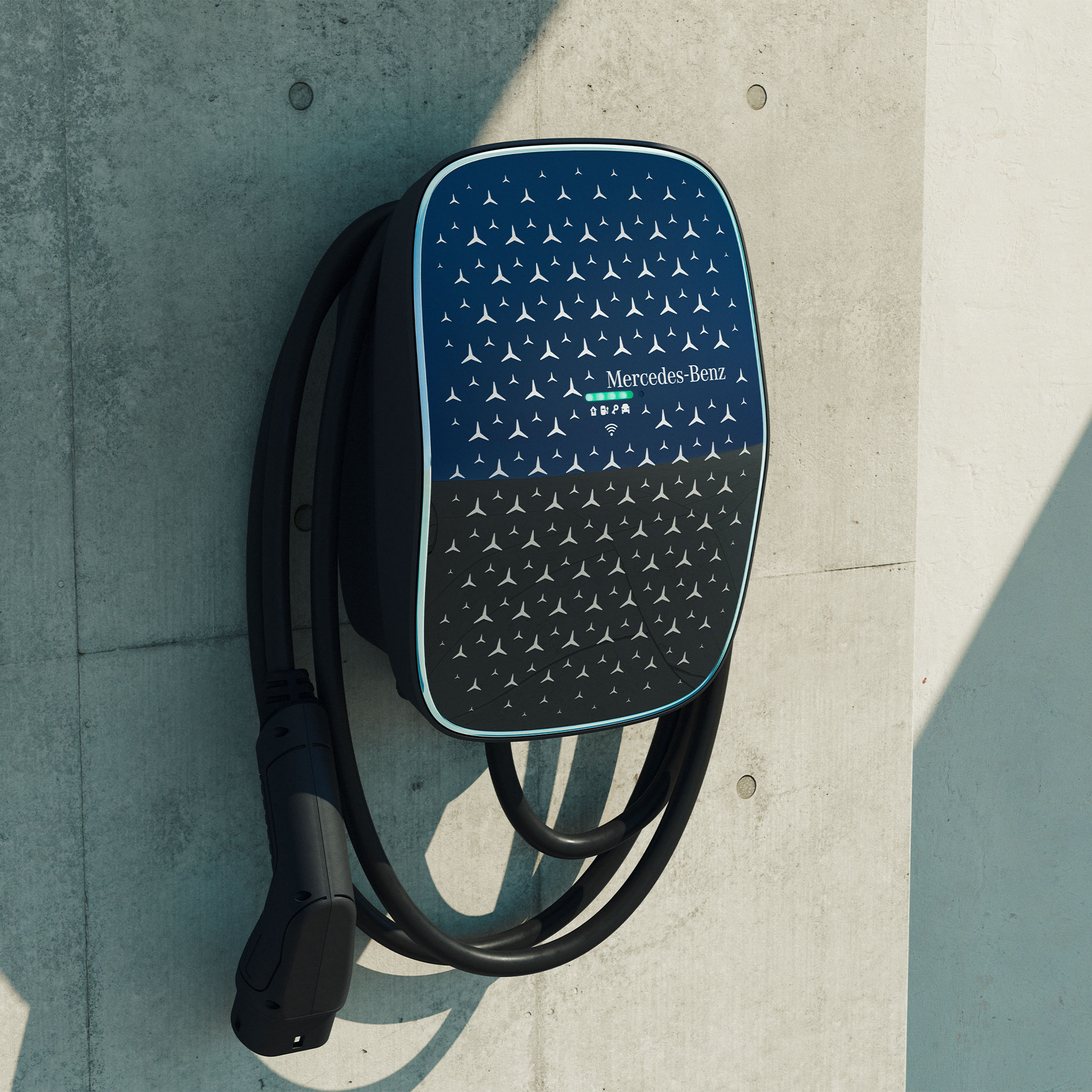 Wallbox vásárlása | Töltés | Mercedes-Benz A Mercedes-Benz Wallbox, amelyet a Mercedes-Benz formatervezési elvei ihlettek.
