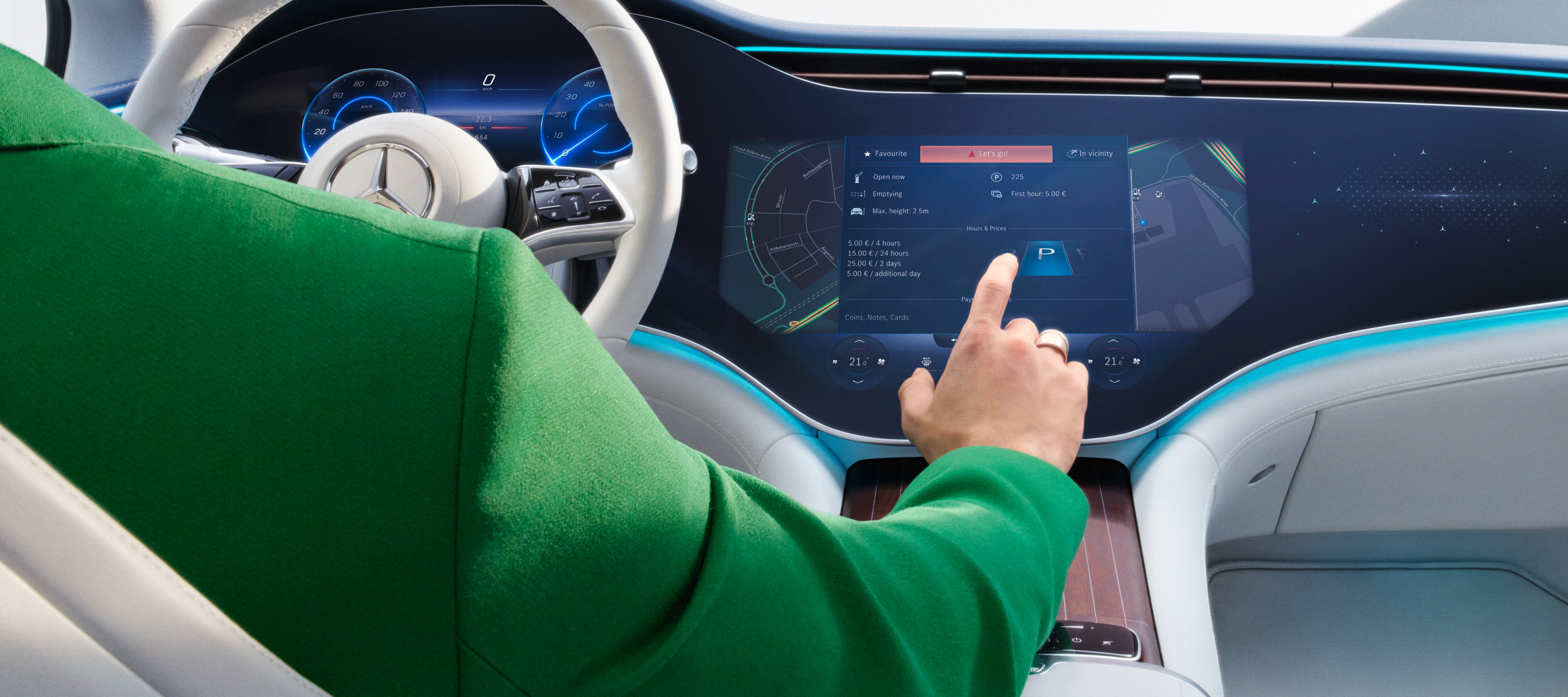 Mercedes me ID | Mercedes-Benz A Digitális extrafelszereltségek kiválasztása a Mercedes-Benz MBUX Multimédia rendszerének képernyőjén