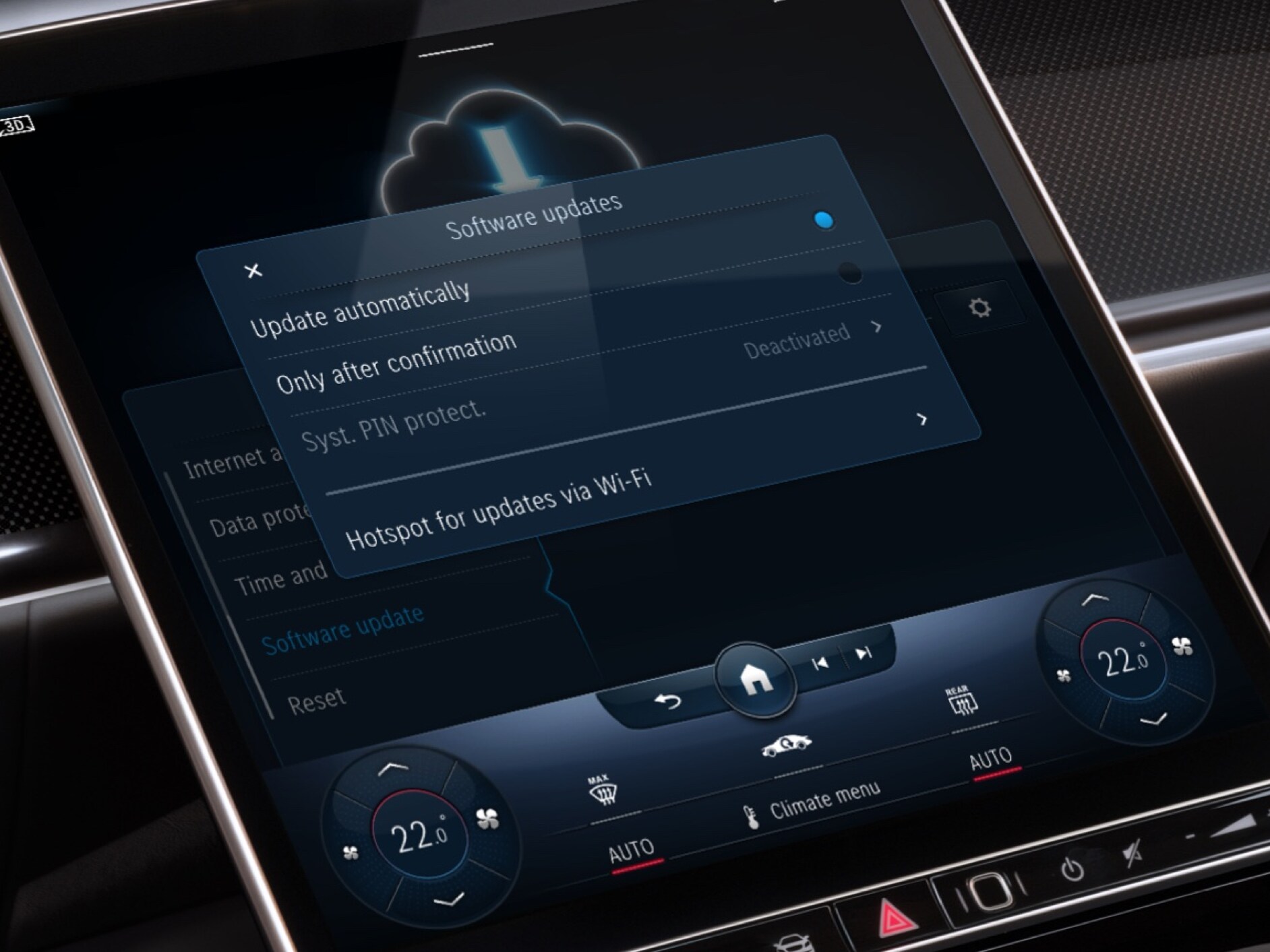 Az MBUX multimédia-rendszer kijelzőjén az Online térképfrissítés Digitális extrafelszereltségnek köszönhetően frissülnek a navigációs térképek.