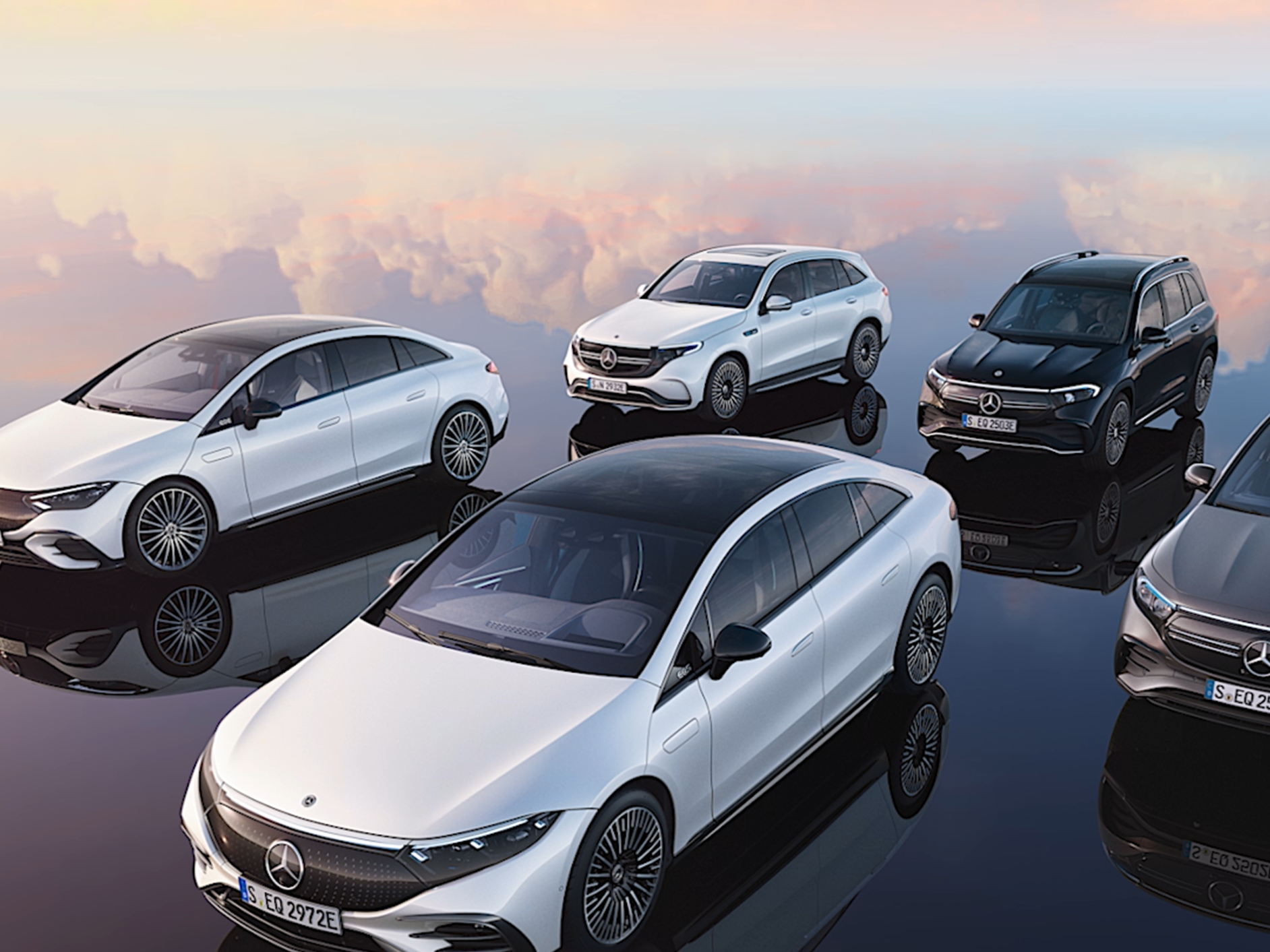 Mercedes-Benz elektromos modellek elülső oldalnézetben