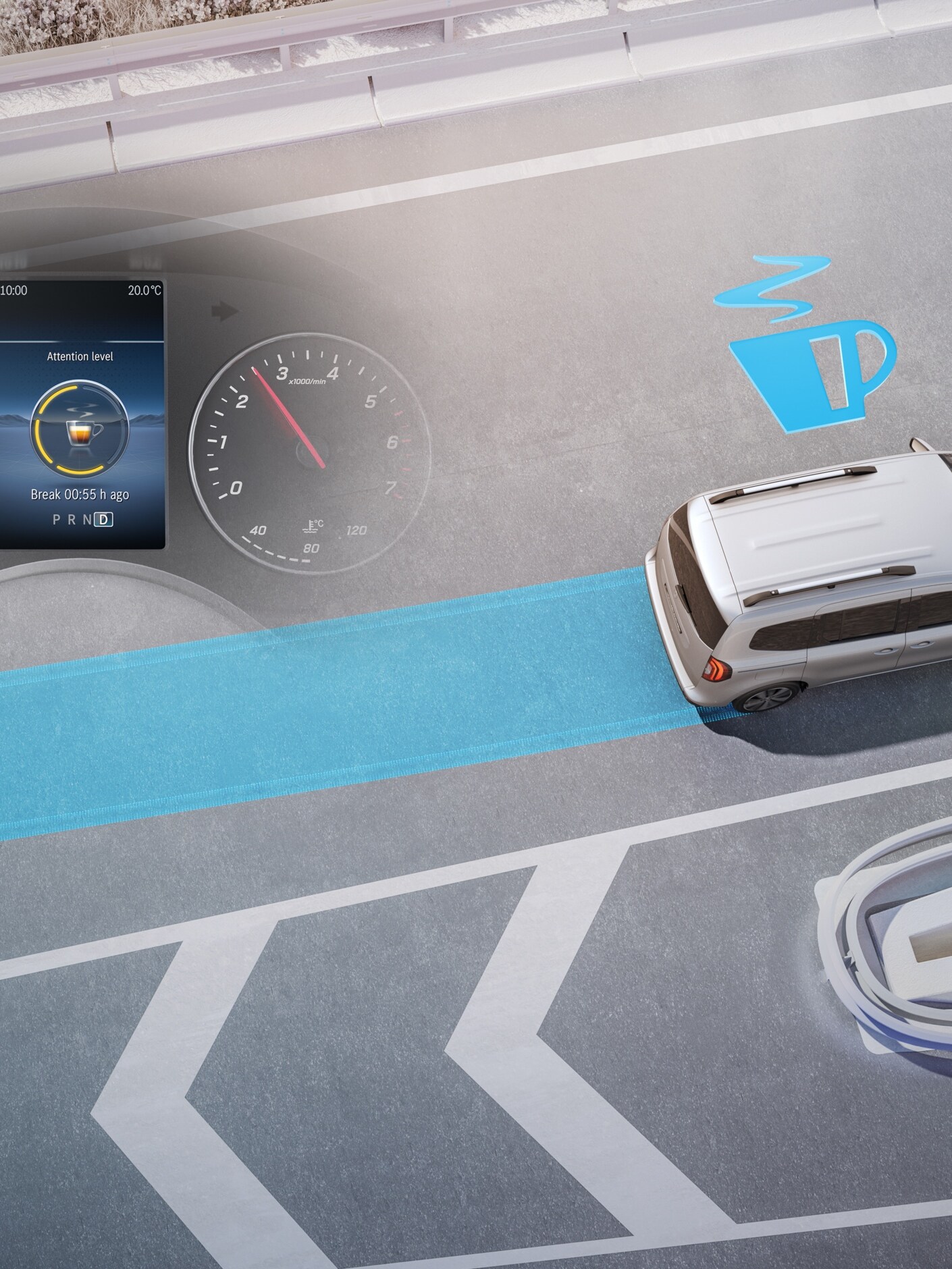 A Mercedes-Benz Citan zárt áruszállító ATTENTION ASSIST rendszere.