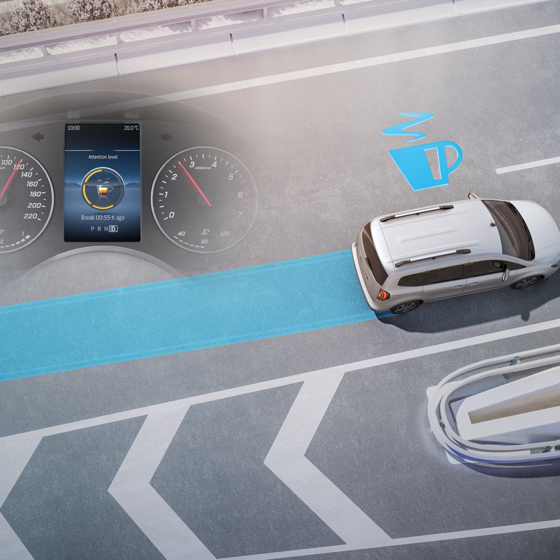 ATTENTION ASSIST | Citan zárt áruszállító | Mercedes-Benz A Mercedes-Benz Citan zárt áruszállító ATTENTION ASSIST rendszere.