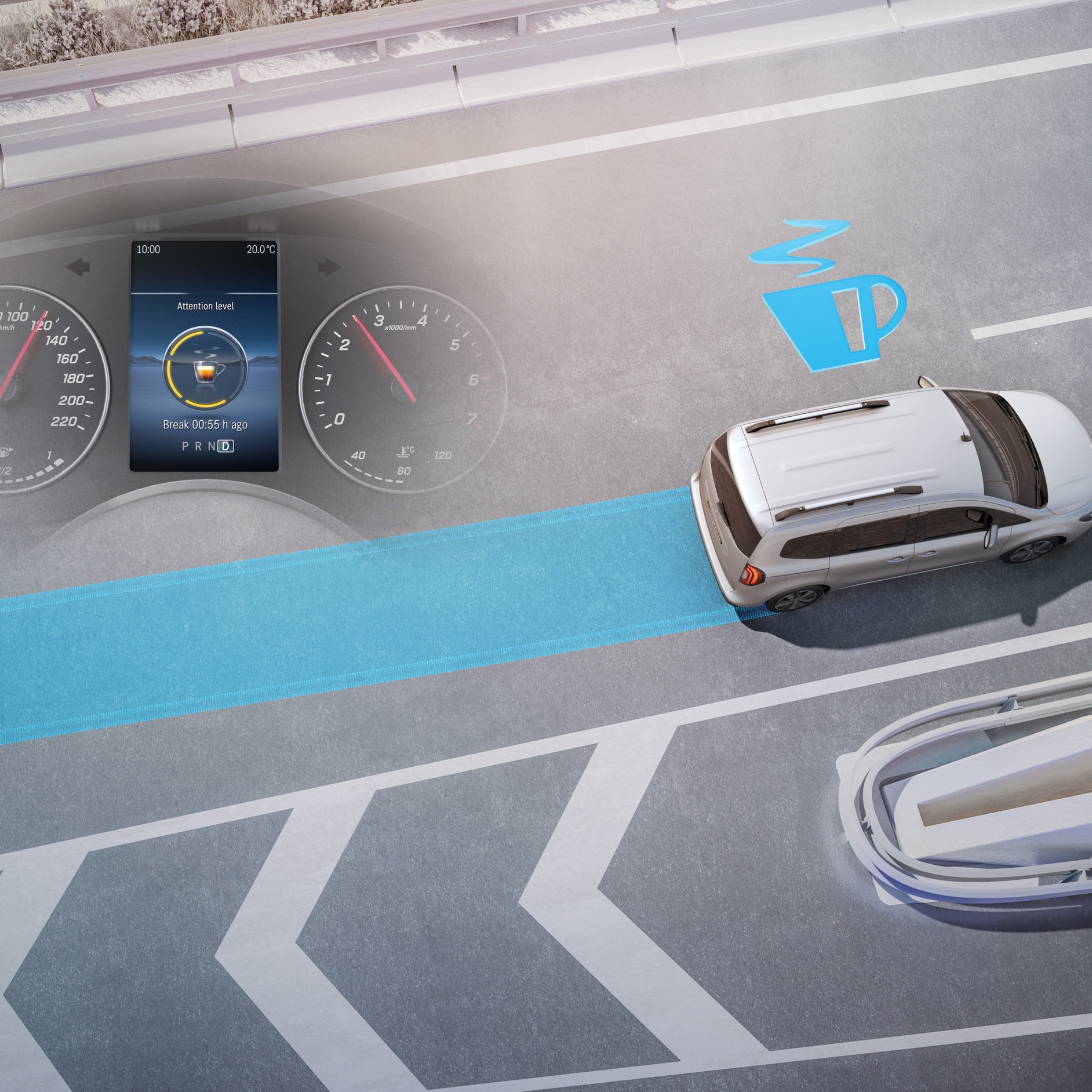 ATTENTION ASSIST | Citan Tourer | Mercedes-Benz Az ATTENTION ASSIST rendszer a Mercedes-Benz Citan Tourerben.