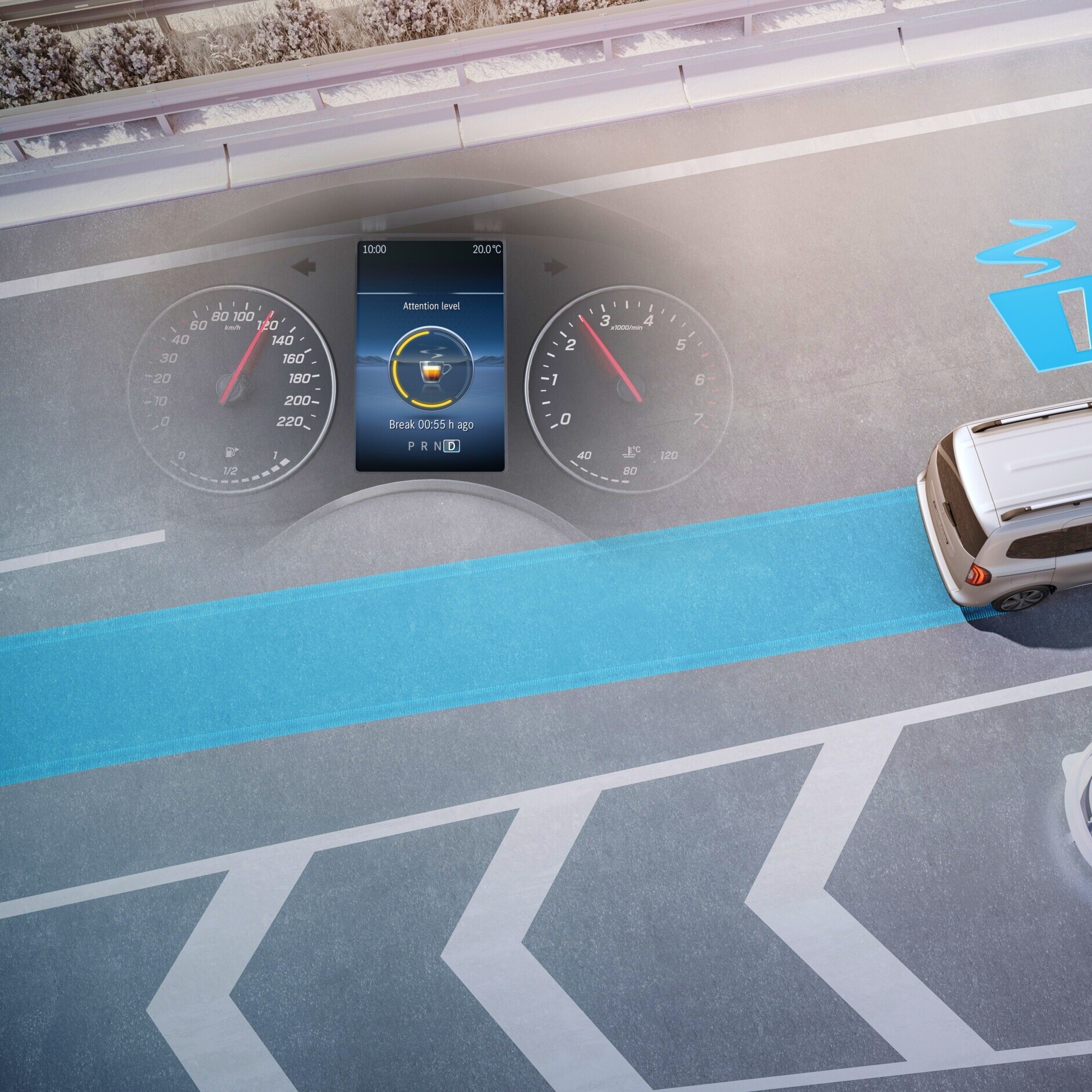ATTENTION ASSIST | eCitan zárt áruszállító | Mercedes-Benz A Mercedes-Benz eCitan zárt áruszállító ATTENTION ASSIST rendszere.