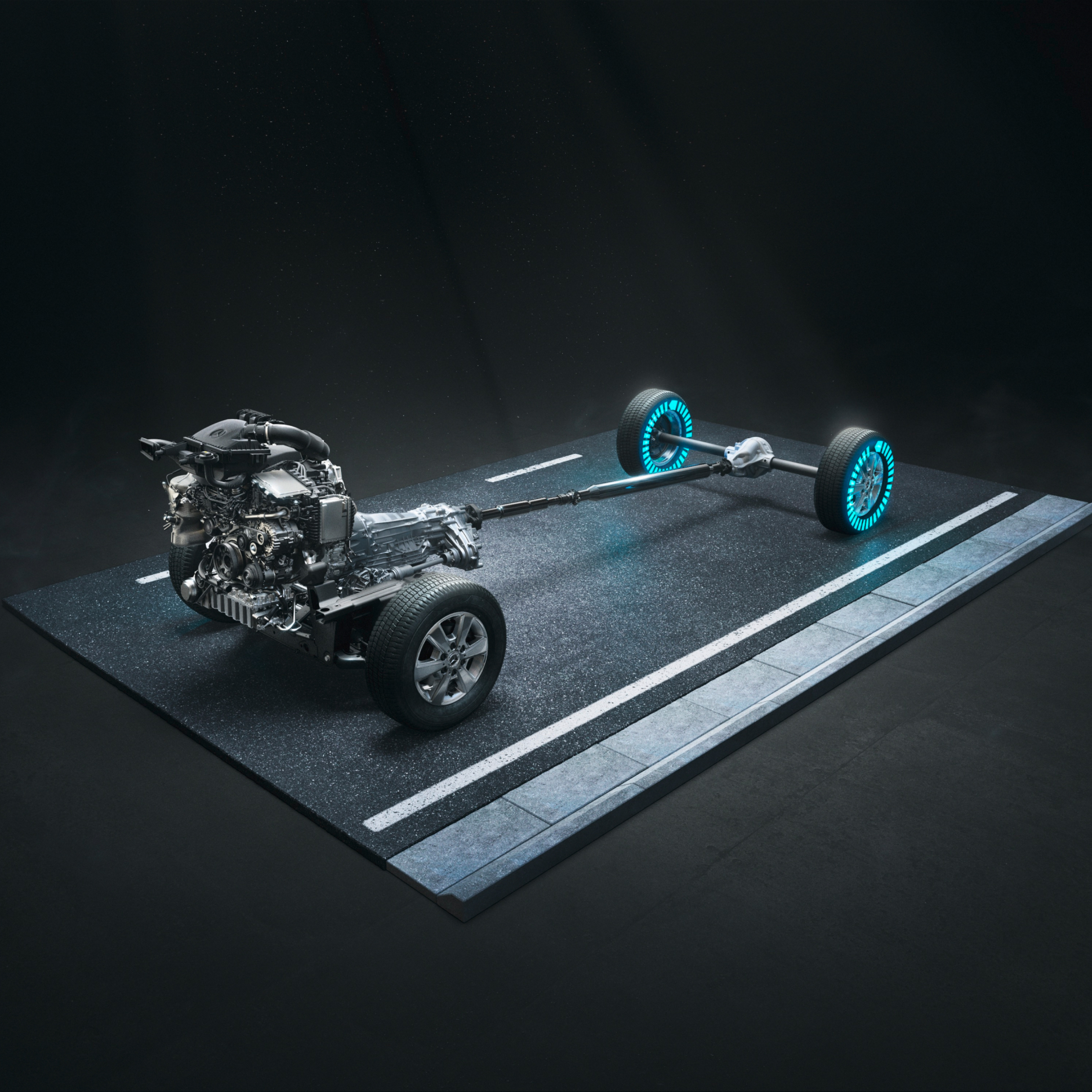4x4 összkerékhajtás igény szerinti nyomatékkal | Sprinter alváz | Mercedes-Benz A Sprinter alváz 4x4-es összkerékhajtása igény szerinti nyomatékkal.