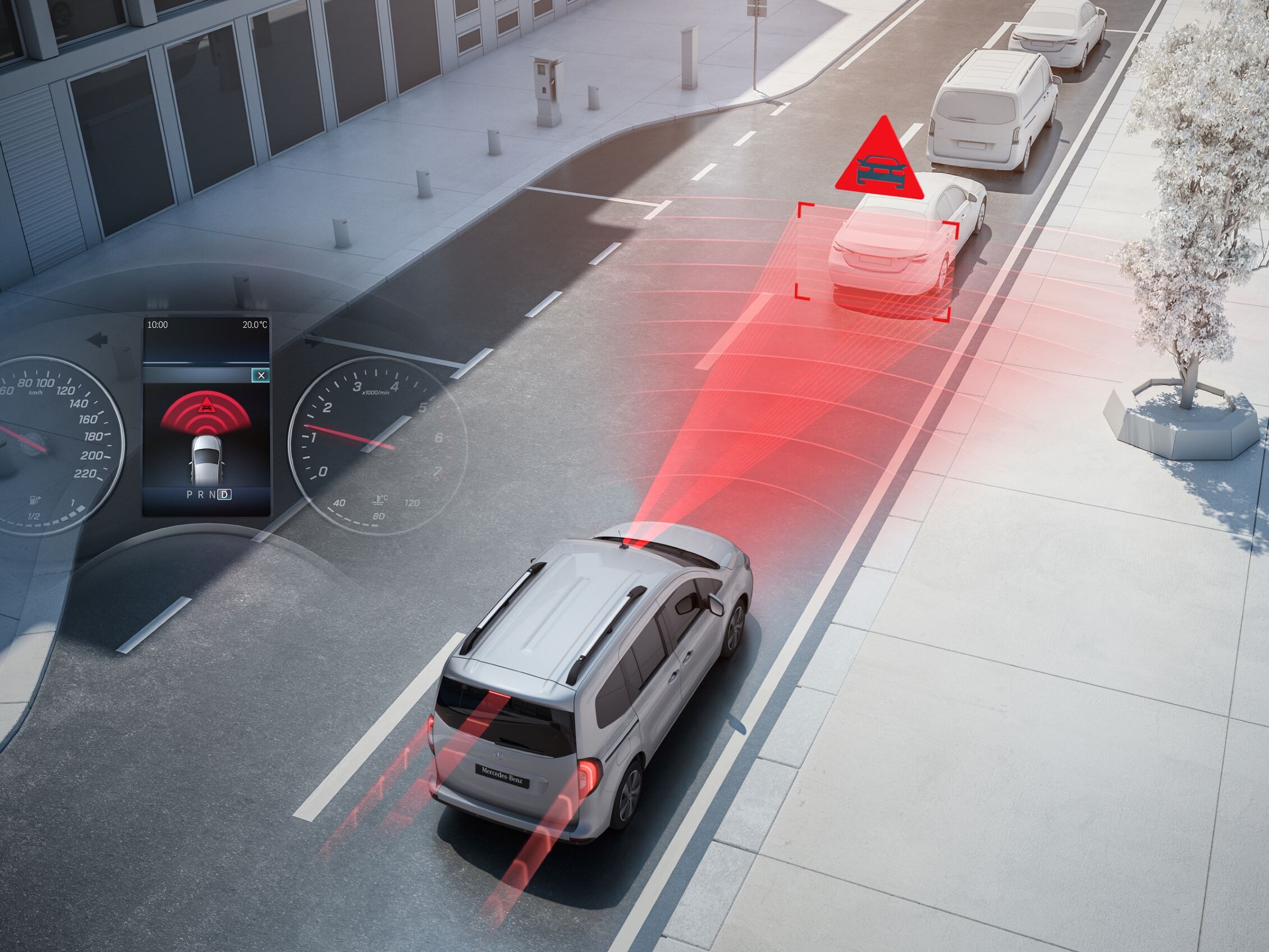 A Mercedes-Benz Citan a vezetéstámogató rendszerekkel.